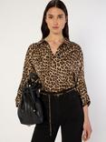 Gerard Darel Aude Leopard Print Long Sleeve V Neck Blouse
