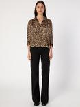 Gerard Darel Aude Leopard Print Long Sleeve V Neck Blouse