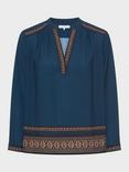 Gerard Darel Aurelie Emroidered Long Sleeve V Neck Blouse