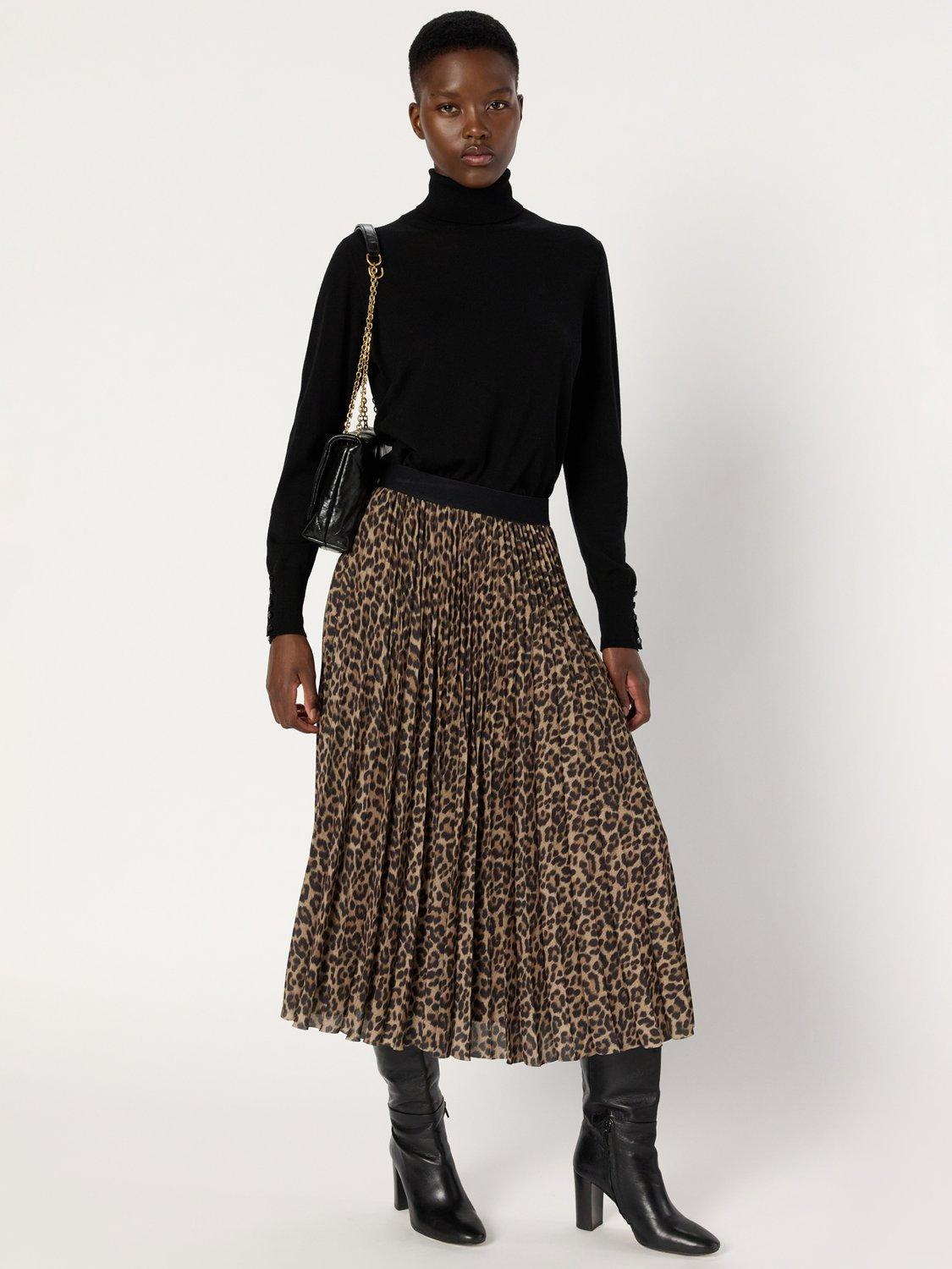 Gerard Darel Babette Leopard Print Midi Skirt