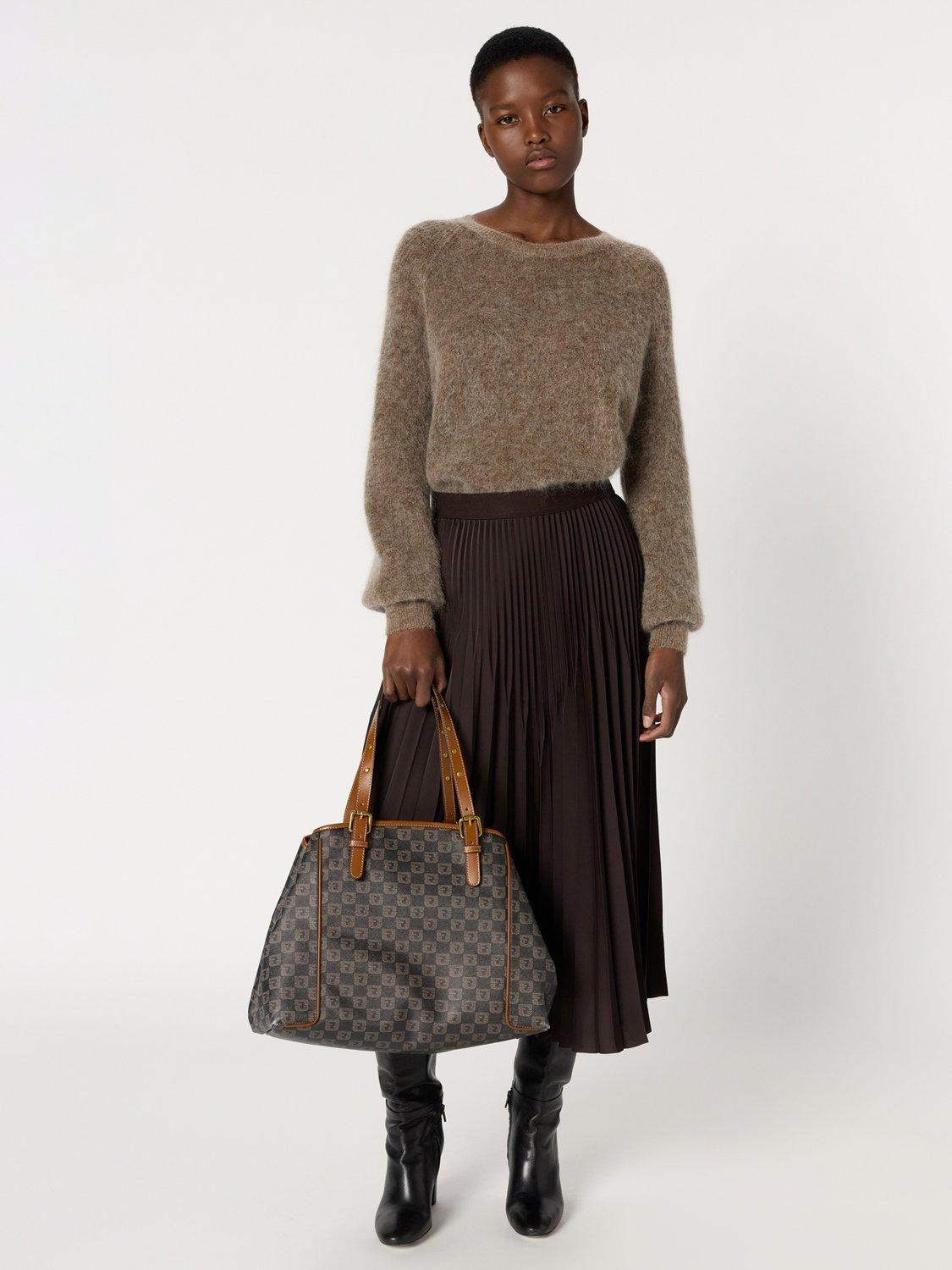 Product image 1 of 6, which shows Gerard Darel Bahira Pleated Midi Skirt, Cinnamon, 10