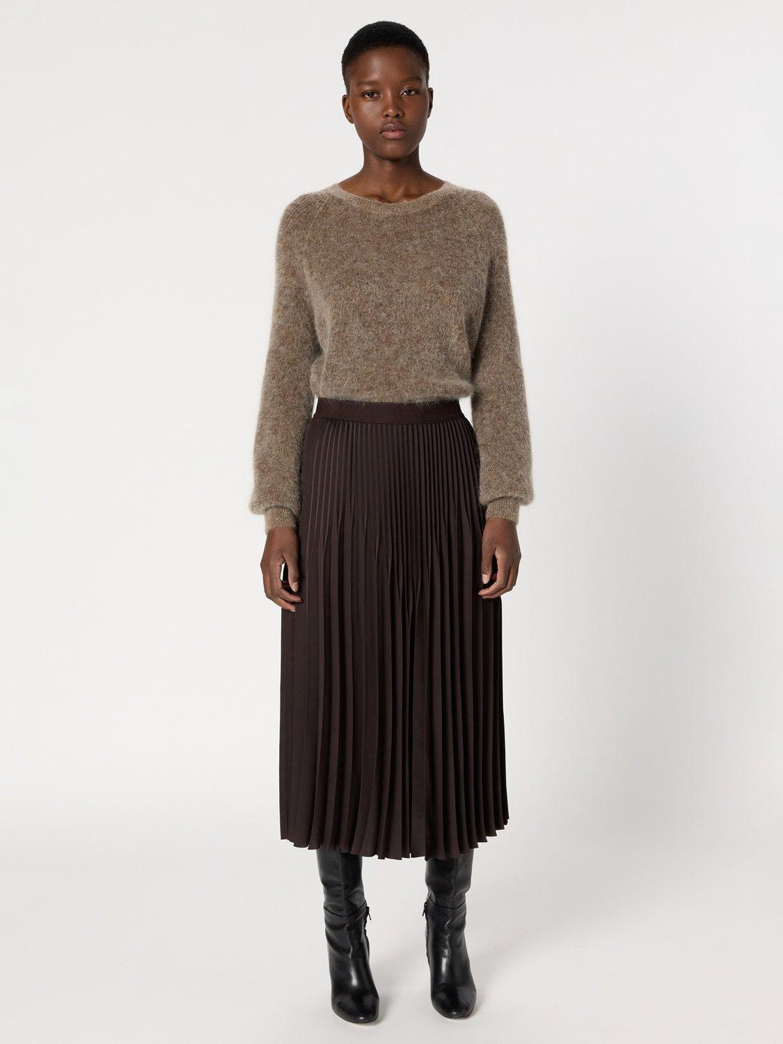 Product image 2 of 6, which shows Gerard Darel Bahira Pleated Midi Skirt, Cinnamon, 10
