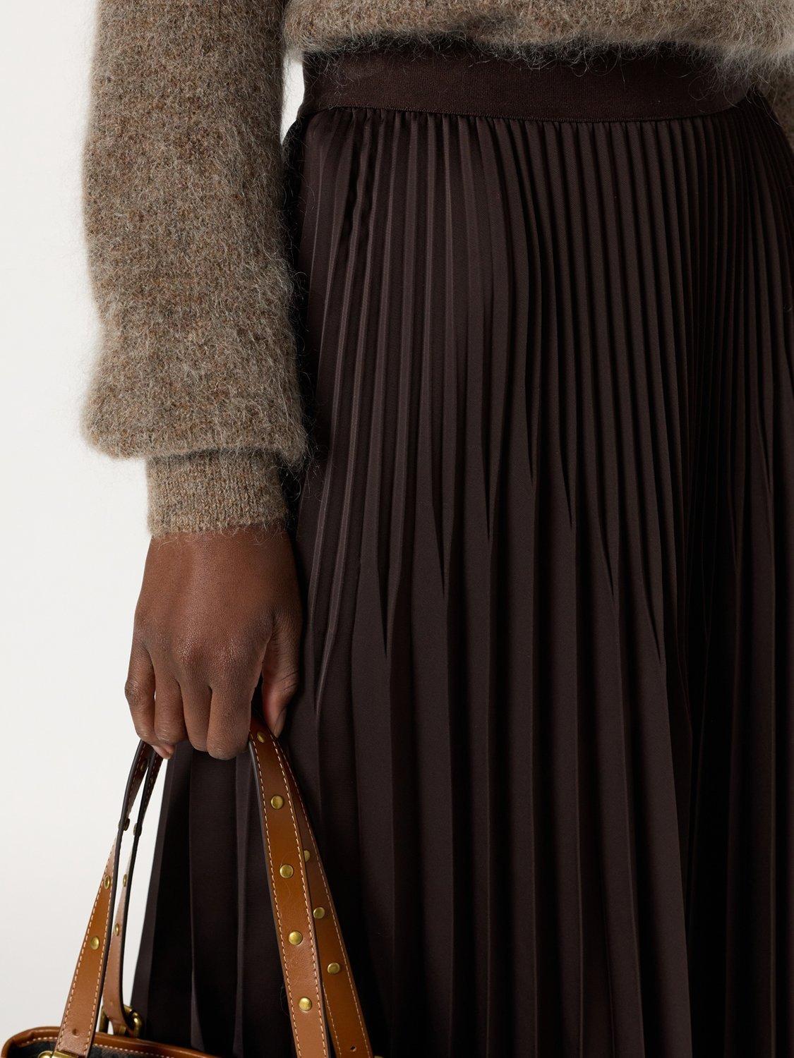 Product image 6 of 6, which shows Gerard Darel Bahira Pleated Midi Skirt, Cinnamon, 10