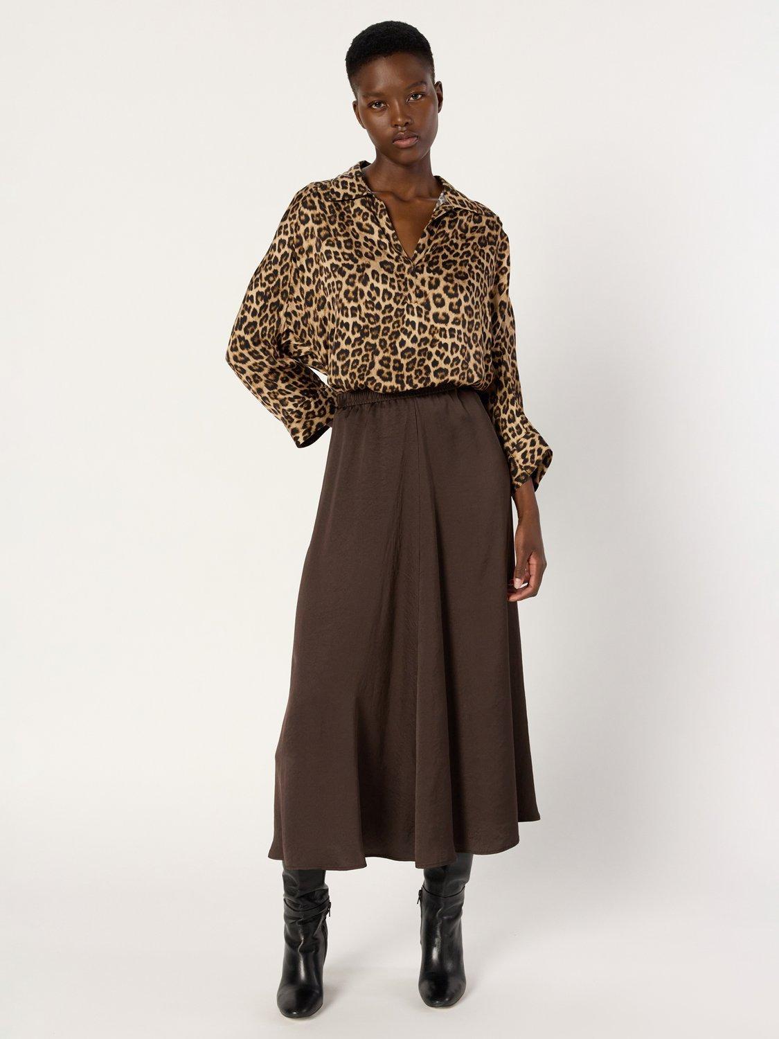 Product image 1 of 6, which shows Gerard Darel Bella A Line Midi Skirt, Khaki Green, 10