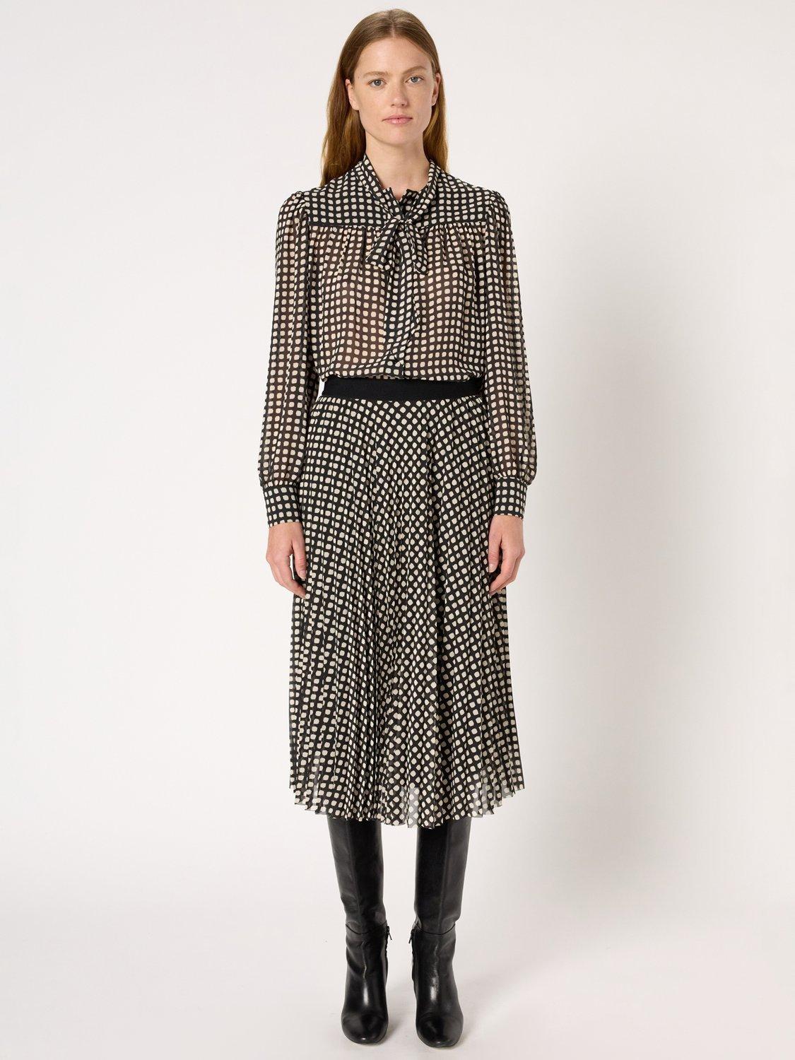 Product image 2 of 6, which shows Gerard Darel Beth Abstract A Line Midi Skirt, Black, 10