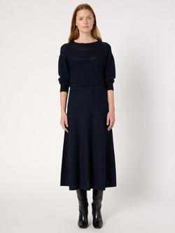 Gerard Darel Bia Textured A Line Midi Skirt - view 2, Navy