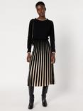 Gerard Darel Bibiane Stripe Pleated A Line Midi Skirt
