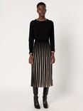 Gerard Darel Bibiane Stripe Pleated A Line Midi Skirt