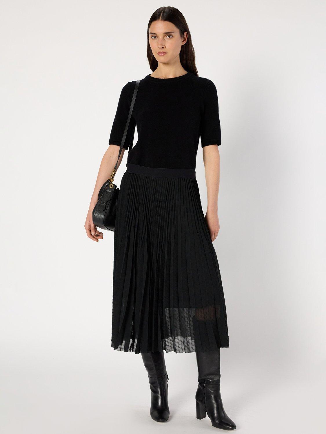 Product image 1 of 5, which shows Gerard Darel Bilal Pleated A Line Midi Skirt, Black, 14