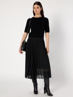 Gerard Darel Bilal Pleated A Line Midi Skirt, Black