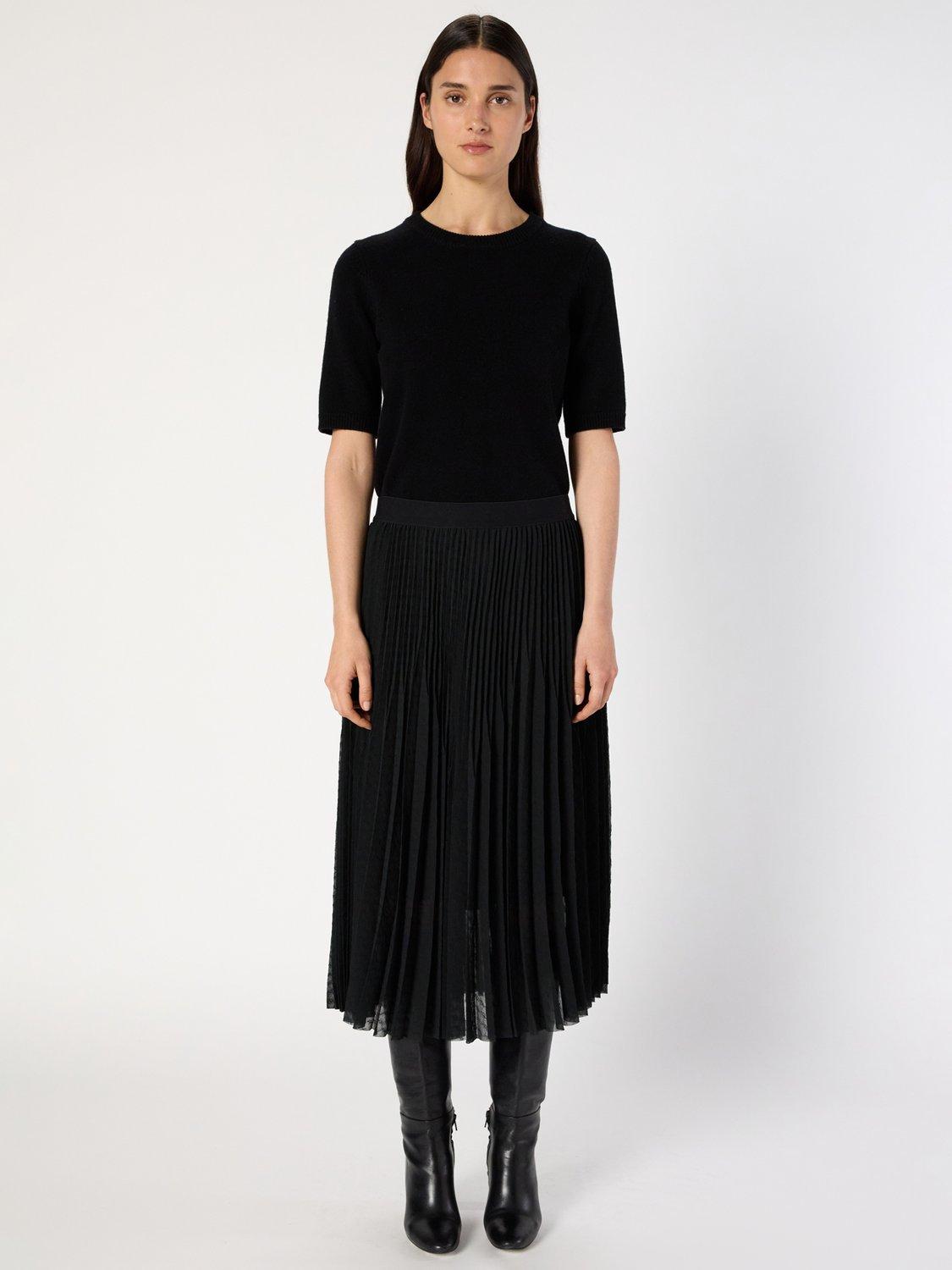 Product image 2 of 5, which shows Gerard Darel Bilal Pleated A Line Midi Skirt, Black, 14