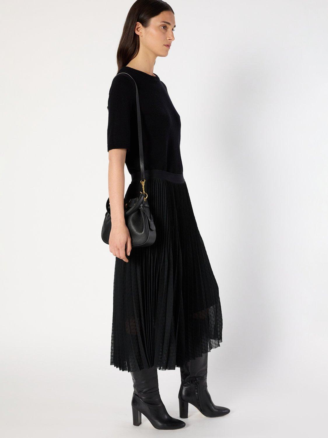 Product image 4 of 5, which shows Gerard Darel Bilal Pleated A Line Midi Skirt, Black, 14