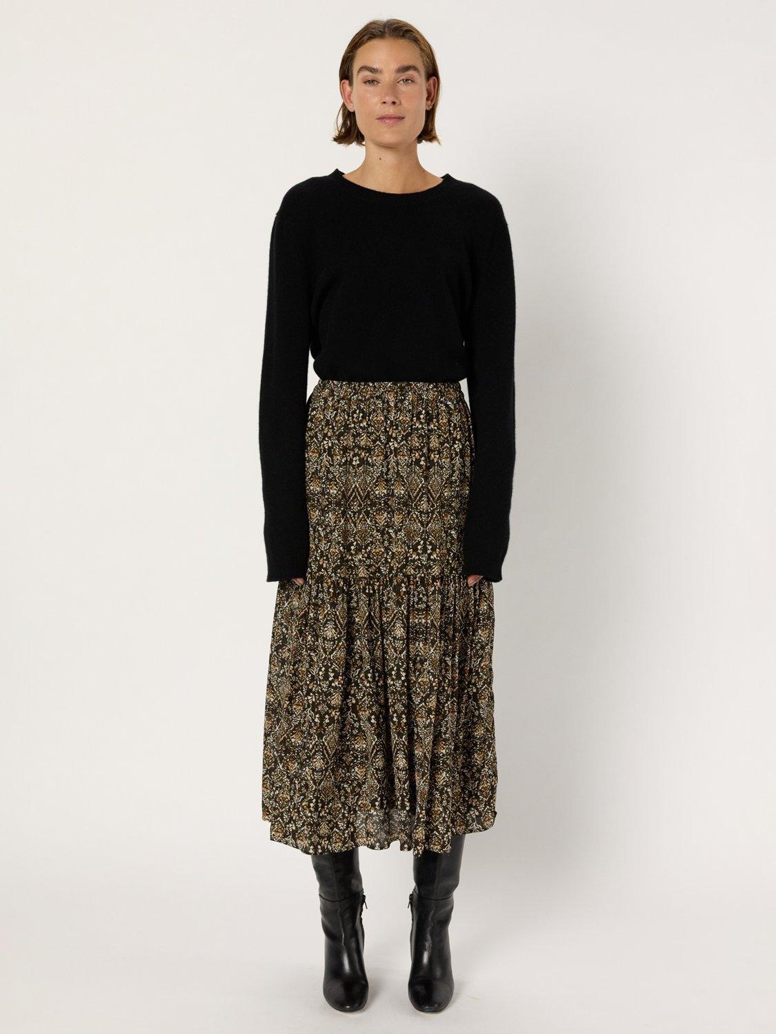 Product image 2 of 6, which shows Gerard Darel Billie A Line Midi Skirt, Green/Multi, 14