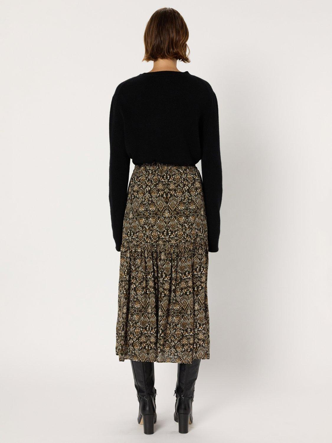 Product image 3 of 6, which shows Gerard Darel Billie A Line Midi Skirt, Green/Multi, 14