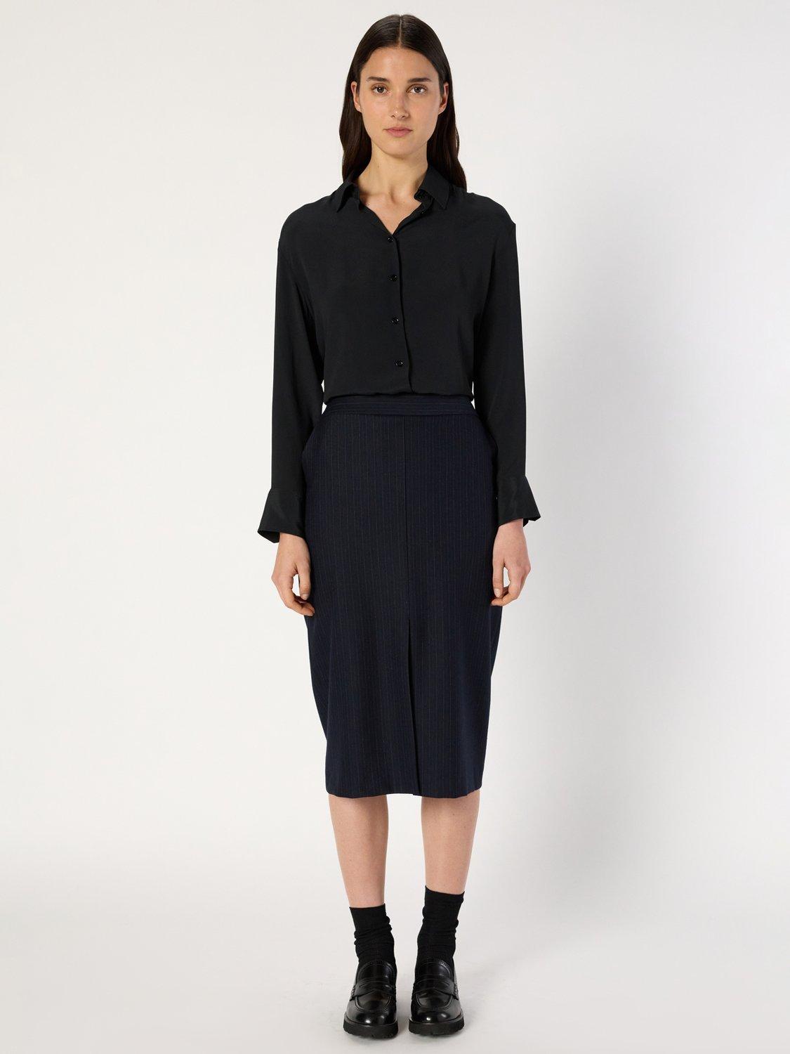 Product image 2 of 6, which shows Gerard Darel Brigitte A Line Midi Skirt, Navy, 16