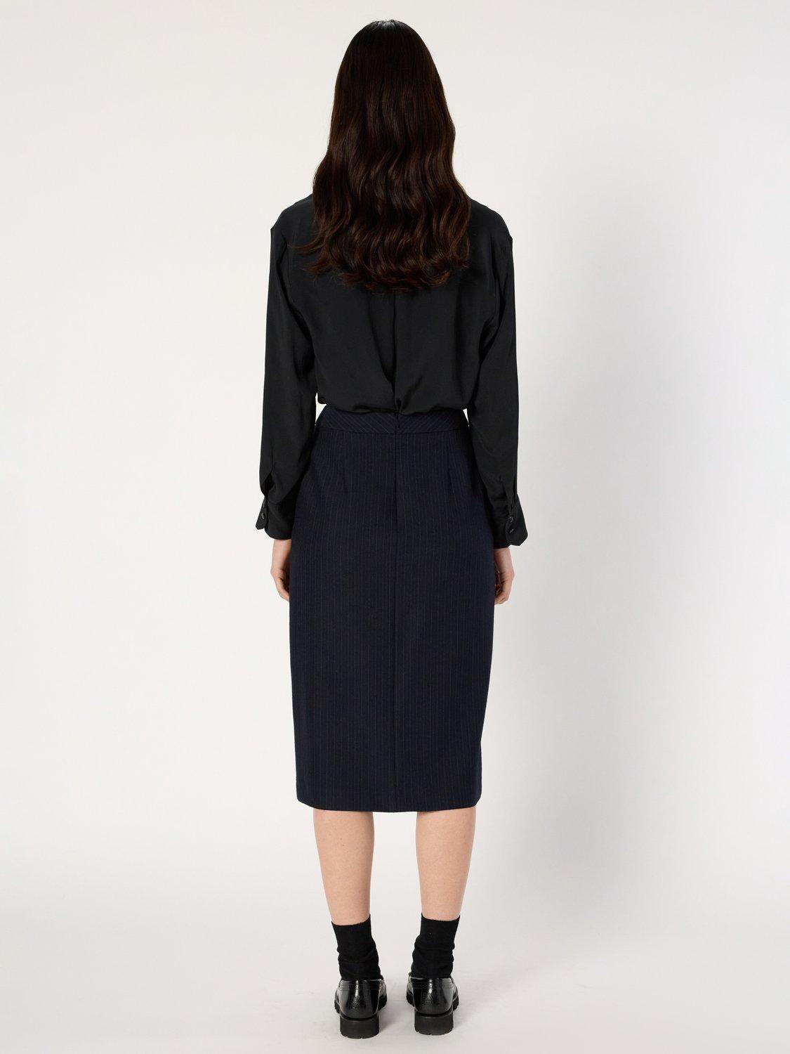 Product image 3 of 6, which shows Gerard Darel Brigitte A Line Midi Skirt, Navy, 16