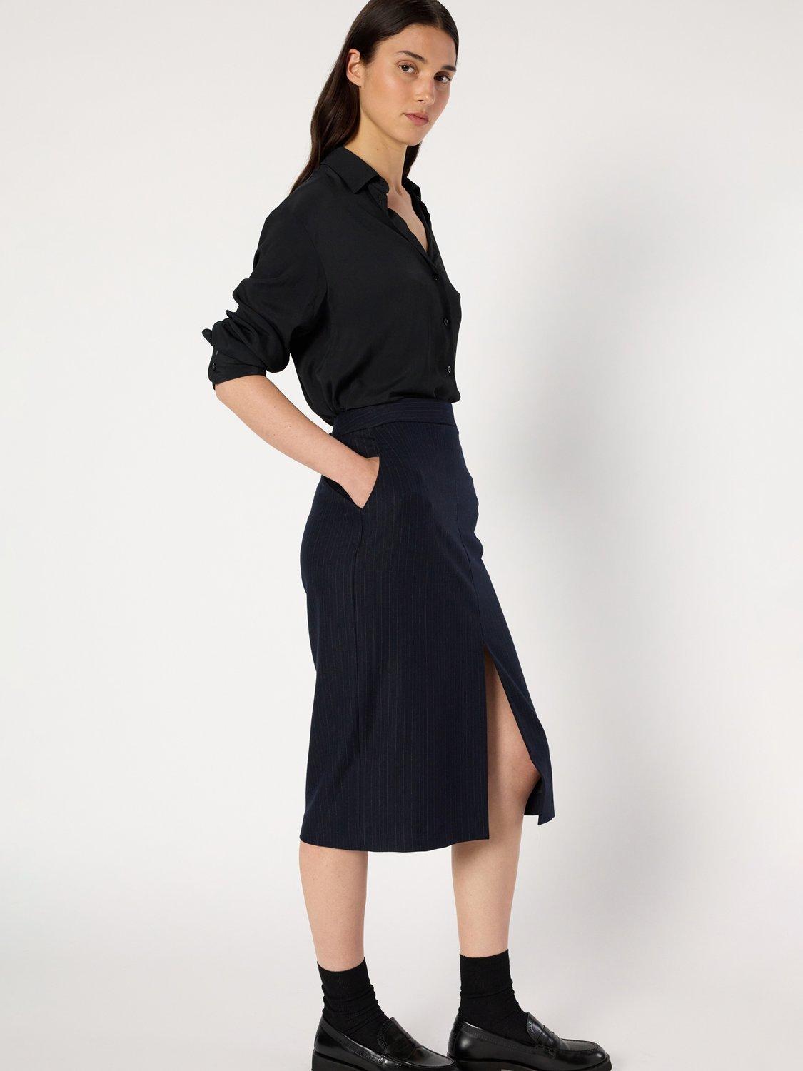Product image 5 of 6, which shows Gerard Darel Brigitte A Line Midi Skirt, Navy, 16