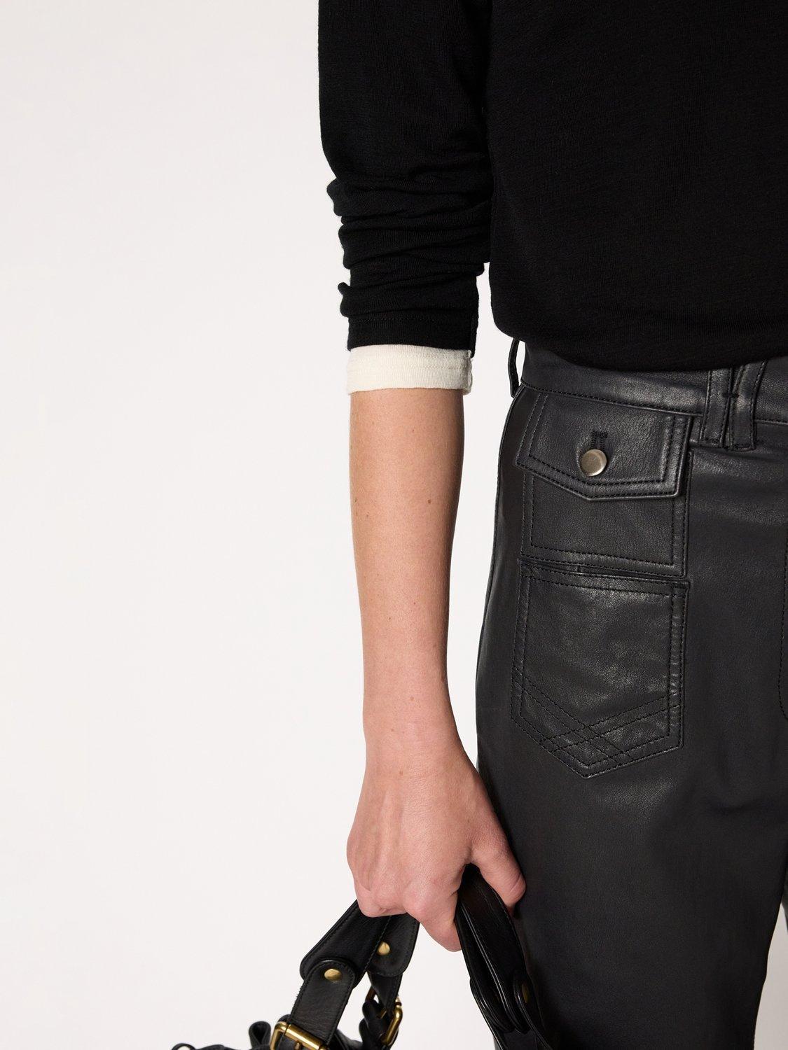 Product image 6 of 6, which shows Gerard Darel Hanae Round Neck Long Sleeve Wool Shirt, Black, 10