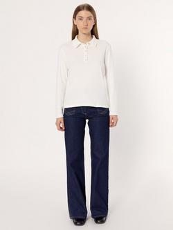 Gerard Darel Hania Cotton Long Sleeve Collar Polo Shirt - view 2, Natural