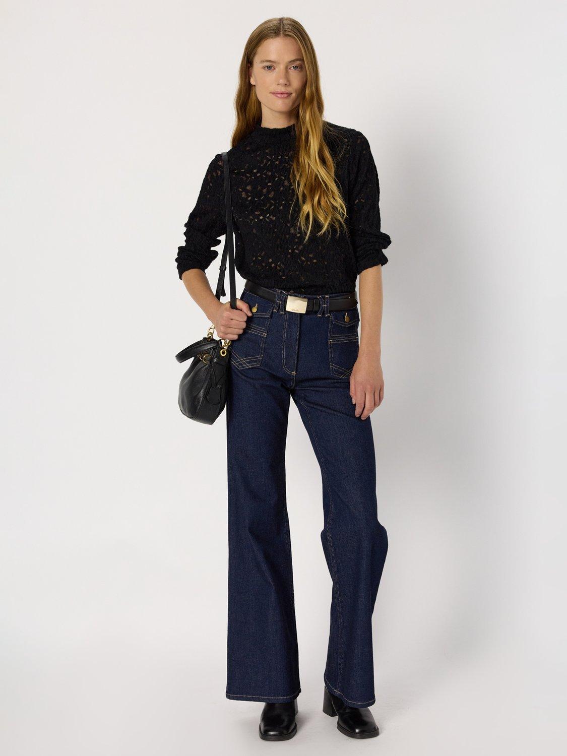 Product image 1 of 2, which shows Gerard Darel Harmonie Floral High Neck Blouse, Black, 8