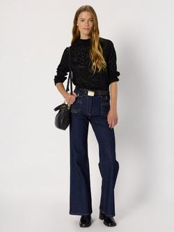 Gerard Darel Harmonie Floral High Neck Blouse, Black