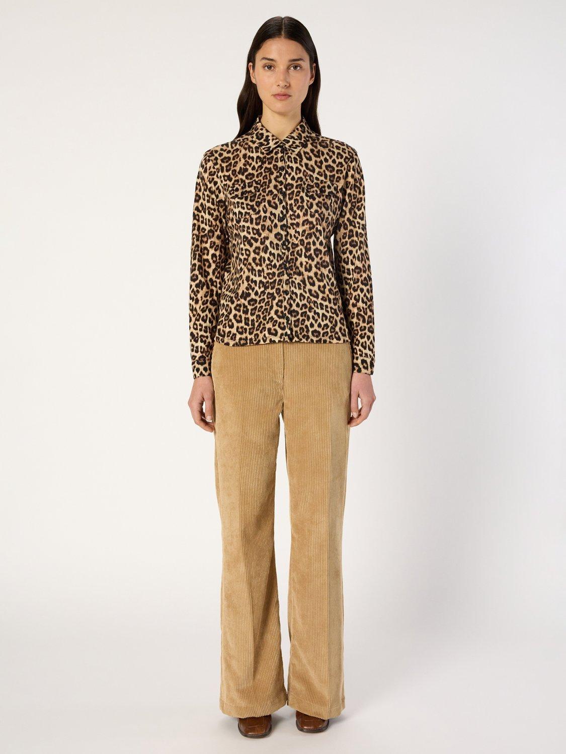 Product image 2 of 6, which shows Gerard Darel Heloise Animal Pattern Cotton Blend Shirt, Camel, 10