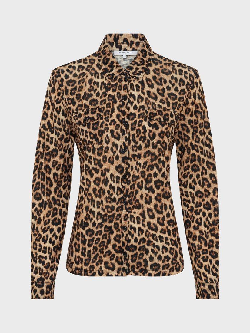 Product image 4 of 6, which shows Gerard Darel Heloise Animal Pattern Cotton Blend Shirt, Camel, 10