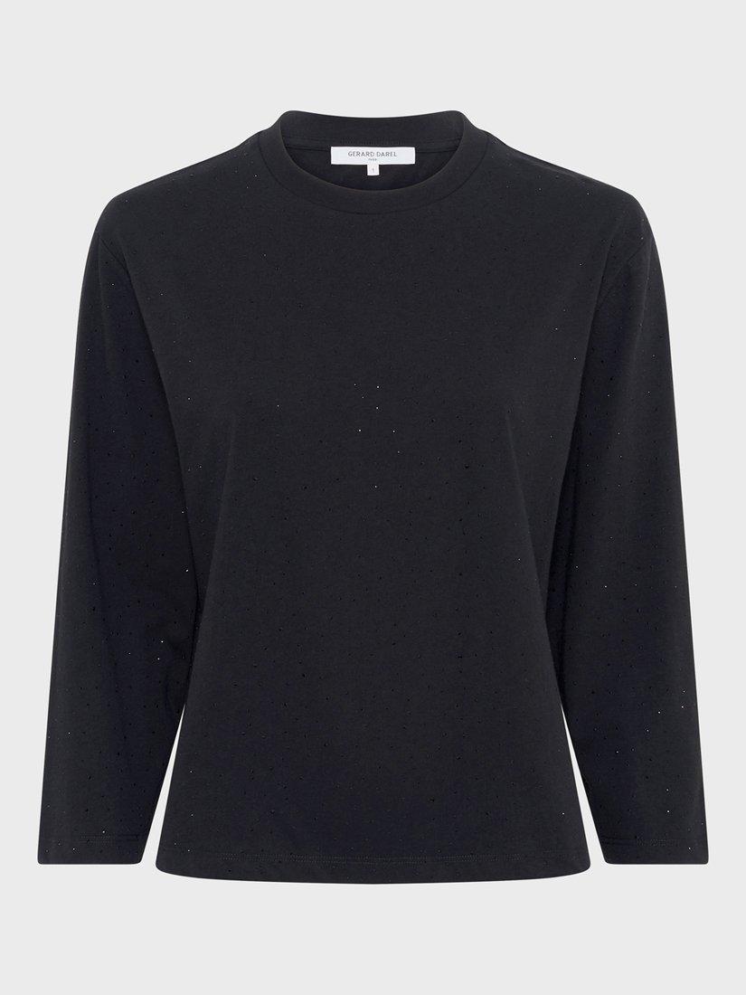 Product image 4 of 6, which shows Gerard Darel Hermine Cotton Long Sleeve T-Shirt, Black, 8