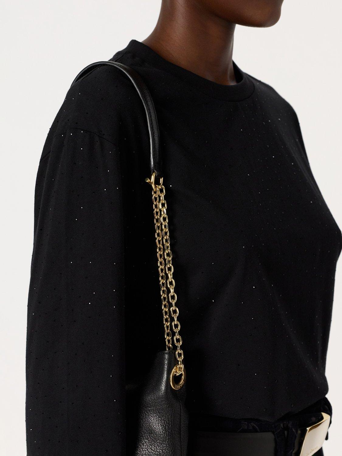 Product image 6 of 6, which shows Gerard Darel Hermine Cotton Long Sleeve T-Shirt, Black, 8