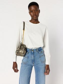 Gerard Darel Hermine Round Neck Cotton T-Shirt, Ecru