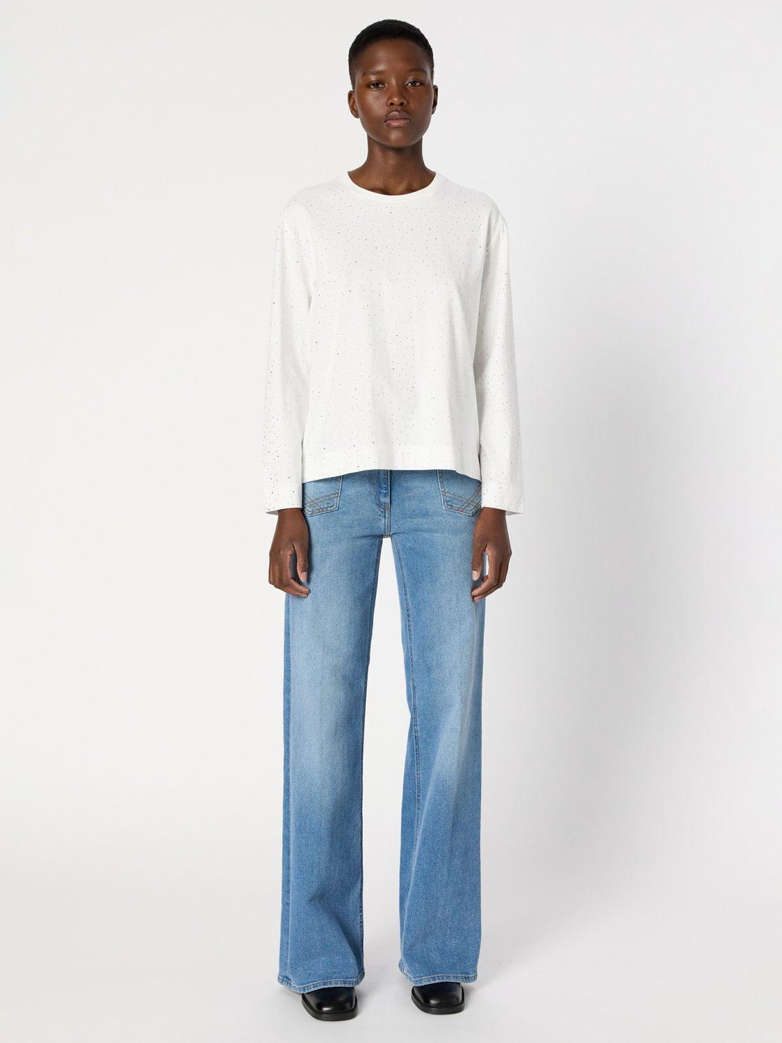 Product image 2 of 2, which shows Gerard Darel Hermine Round Neck Cotton T-Shirt, Ecru, 8