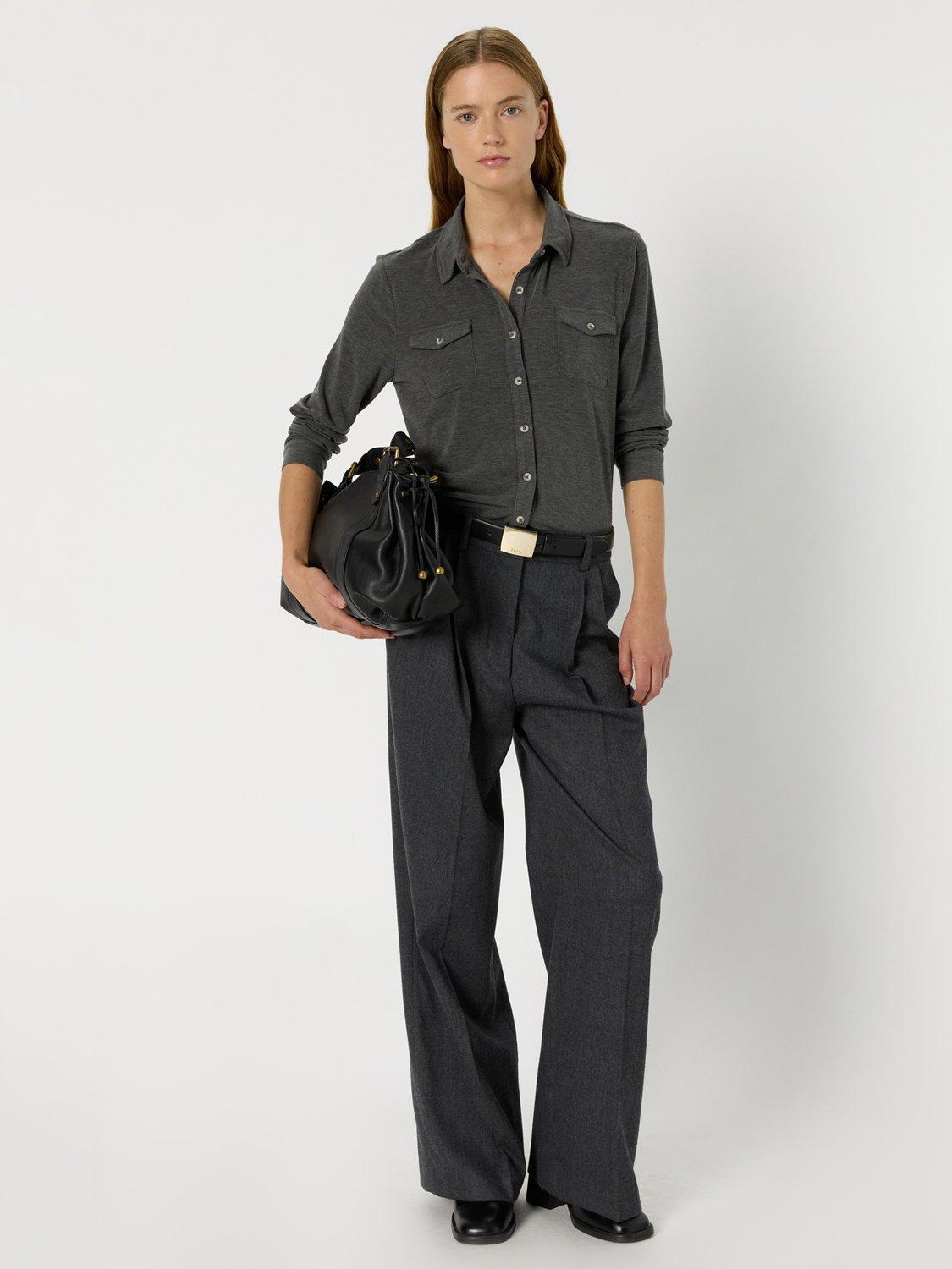 Product image 1 of 2, which shows Gerard Darel Honorine Long Sleeve Collar Shirt, Grey, 8