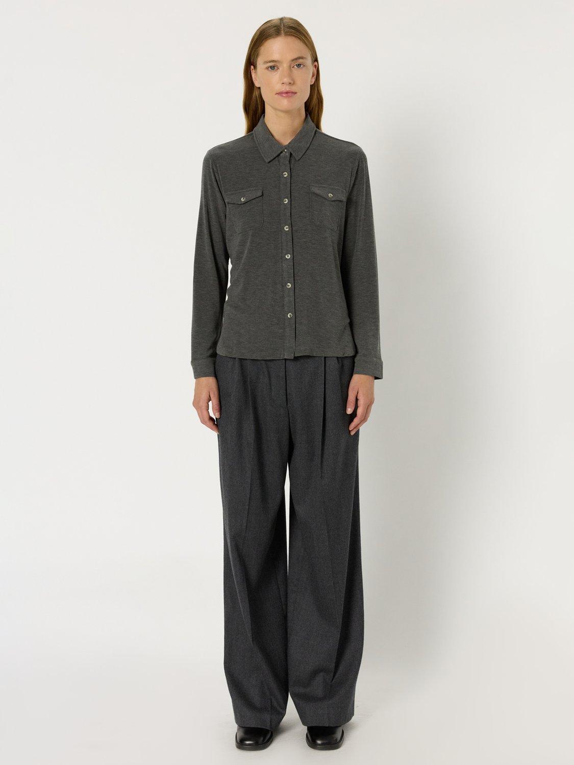 Product image 2 of 2, which shows Gerard Darel Honorine Long Sleeve Collar Shirt, Grey, 8