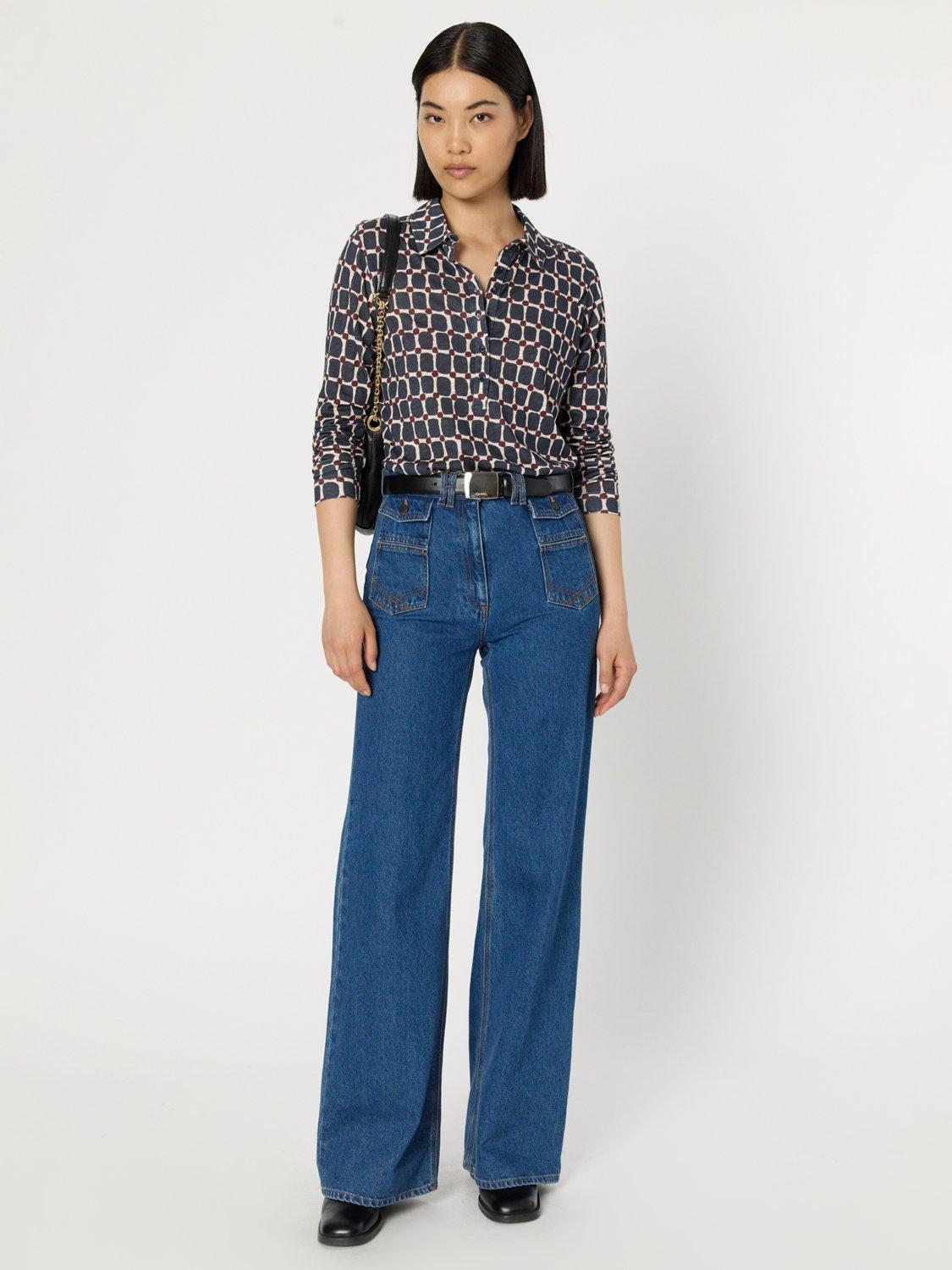 Product image 1 of 5, which shows Gerard Darel Hortense Geometric Top, Blue/Multi, 10