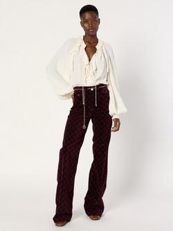 Gerard Darel Anna Geometric Logo Flared Trousers, Redwine, Redwine