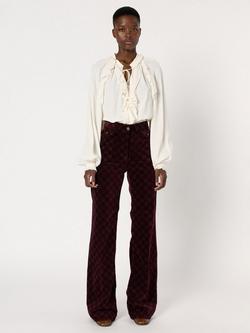 Gerard Darel Anna Geometric Logo Flared Trousers, Redwine - view 2, Redwine