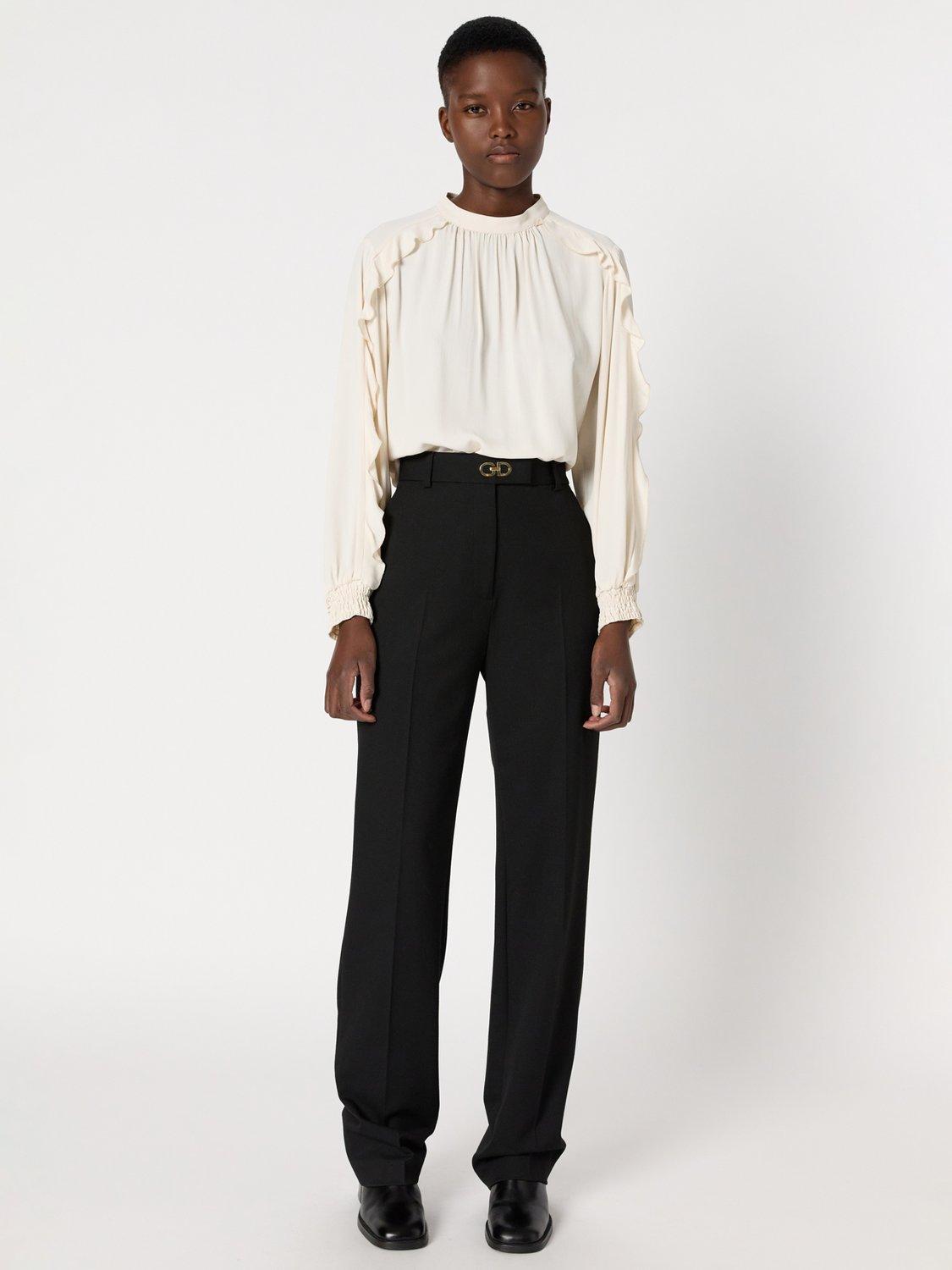 Product image 3 of 11, which shows Gerard Darel Caroline Tailored Straight Leg Trousers, Black, 8