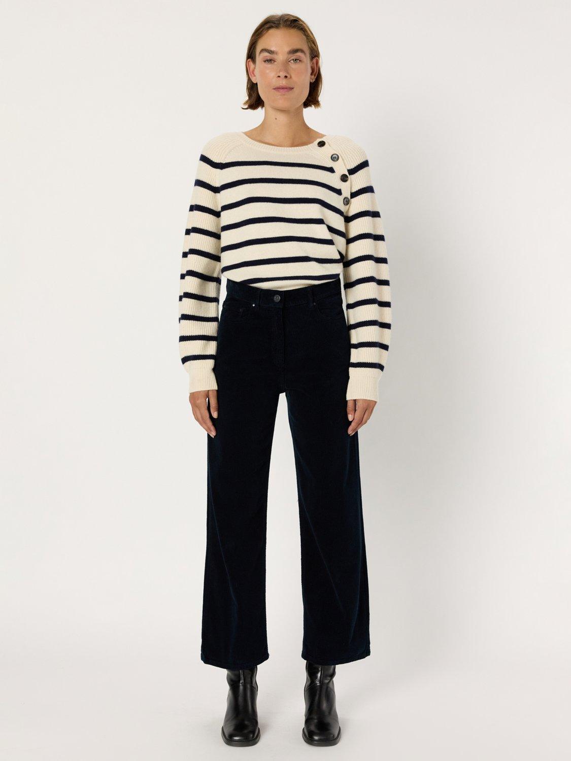 Product image 2 of 6, which shows Gerard Darel Celeste Corduroy Trousers, Navy, 6