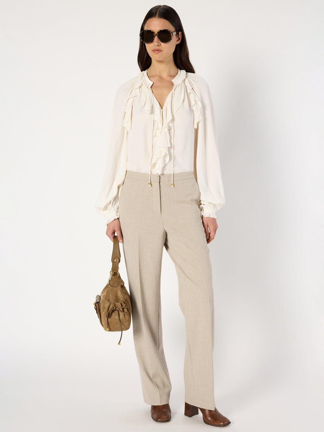Product image 1 of 6, which shows Gerard Darel Cecile Straight Leg Trousers, Sand, 10