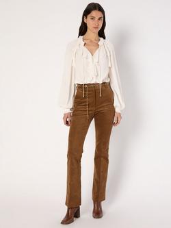 Gerard Darel Charlie Mid Rise Tailored Cotton Blend Trousers, Caramel