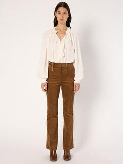 Gerard Darel Charlie Mid Rise Tailored Cotton Blend Trousers - view 2, Caramel