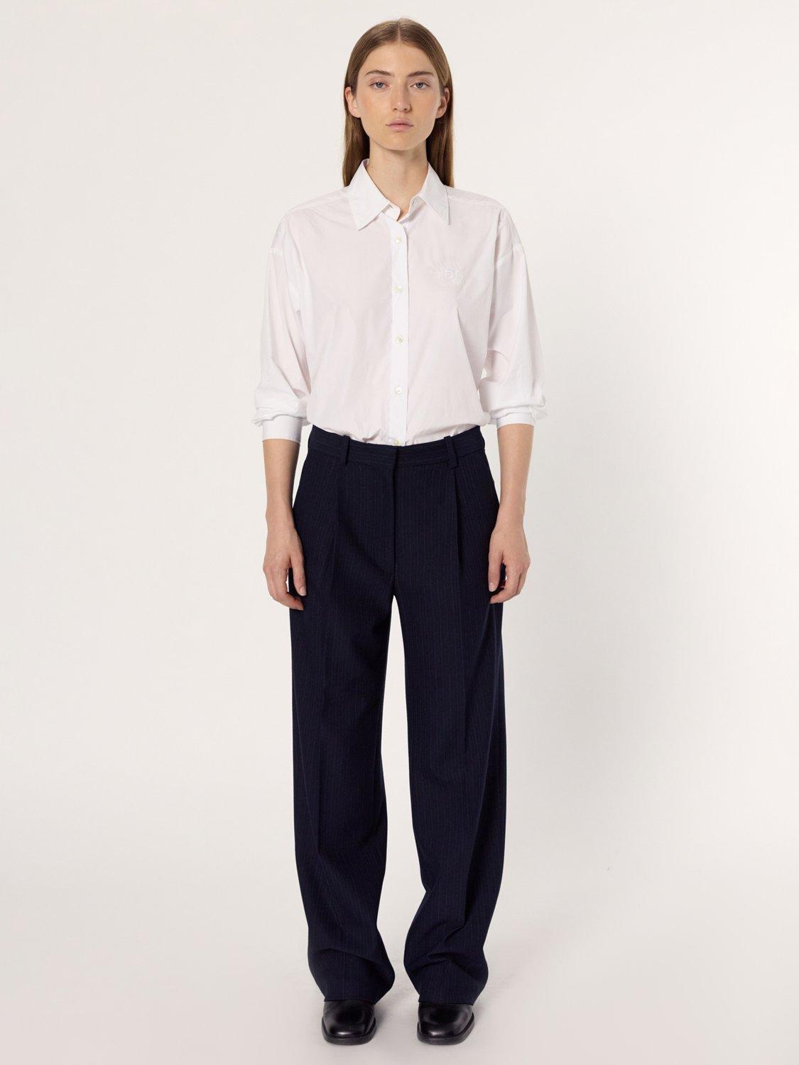 Product image 2 of 2, which shows Gerard Darel Charlene Mid Rise Striped Trousers, Navy/Multi, 10