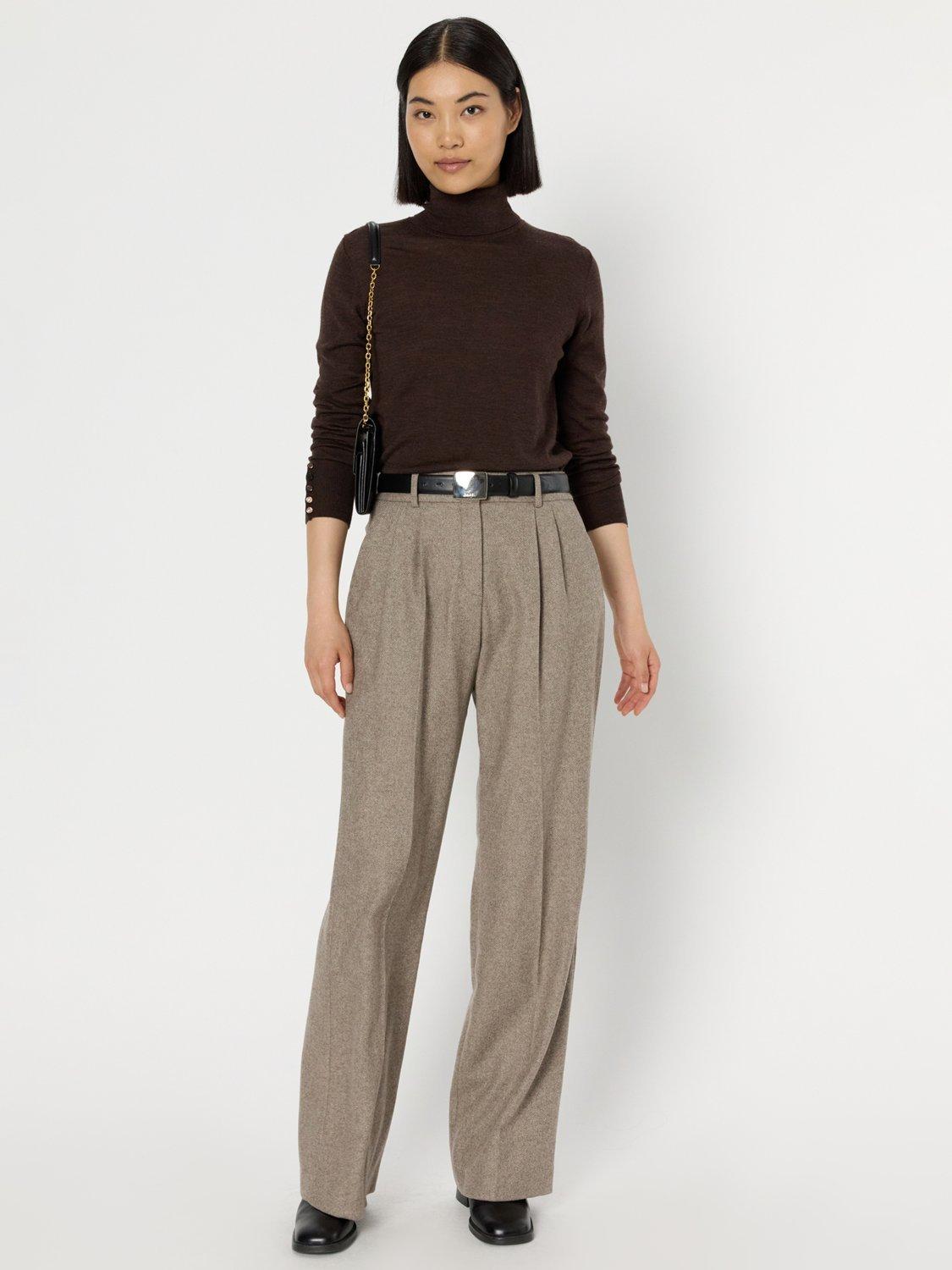 Product image 1 of 5, which shows Gerard Darel Clara Wool Blend Wide Leg Tailored Trousers, Beige, 10