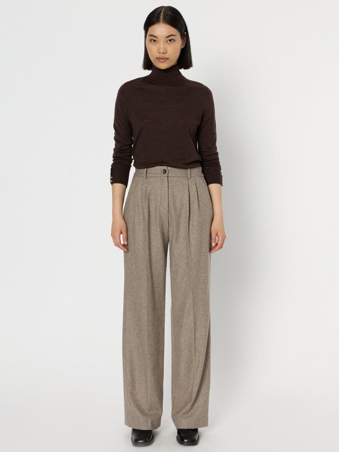 Product image 2 of 5, which shows Gerard Darel Clara Wool Blend Wide Leg Tailored Trousers, Beige, 10