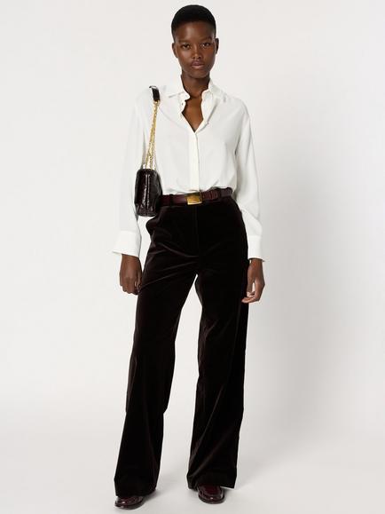 Gerard Darel Clotide Mid Rise Wide Leg Cotton Trousers, Cinnamon