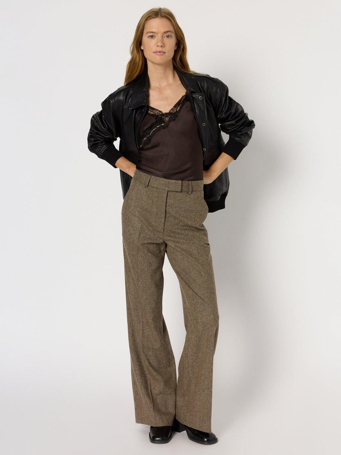 Product image 1 of 2, which shows Gerard Darel Coralie Wool Blend Tailored Trousers, Brown, 10