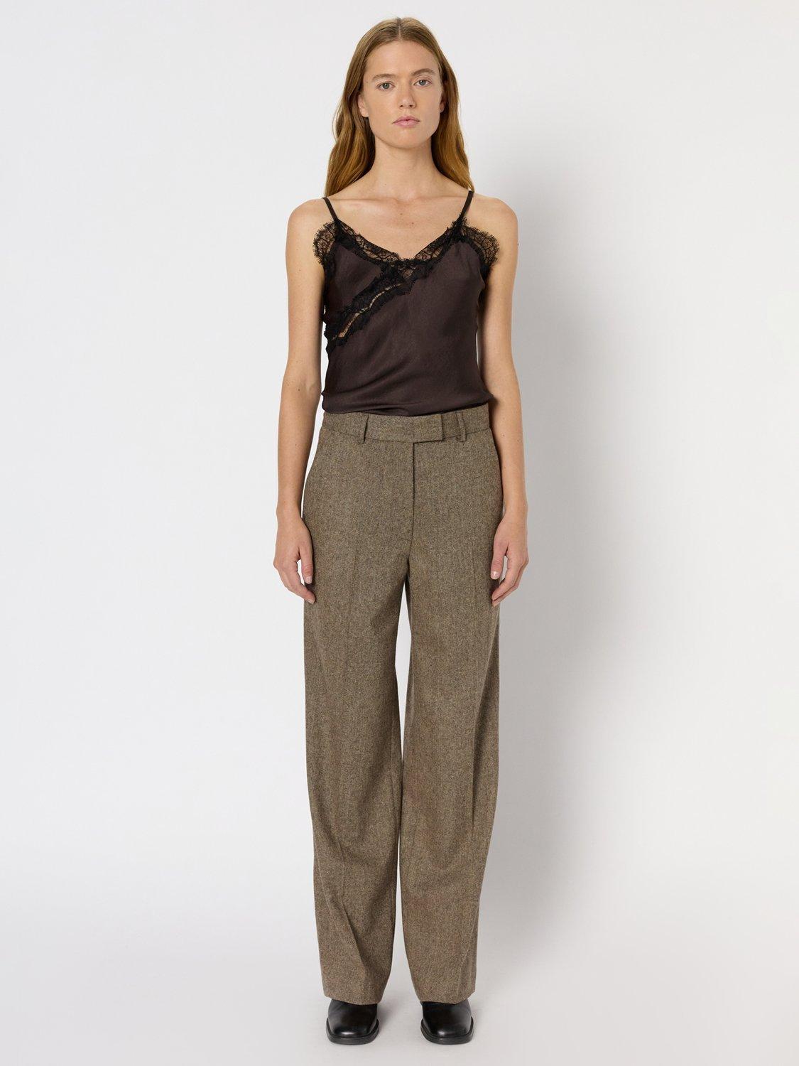 Product image 2 of 2, which shows Gerard Darel Coralie Wool Blend Tailored Trousers, Brown, 10