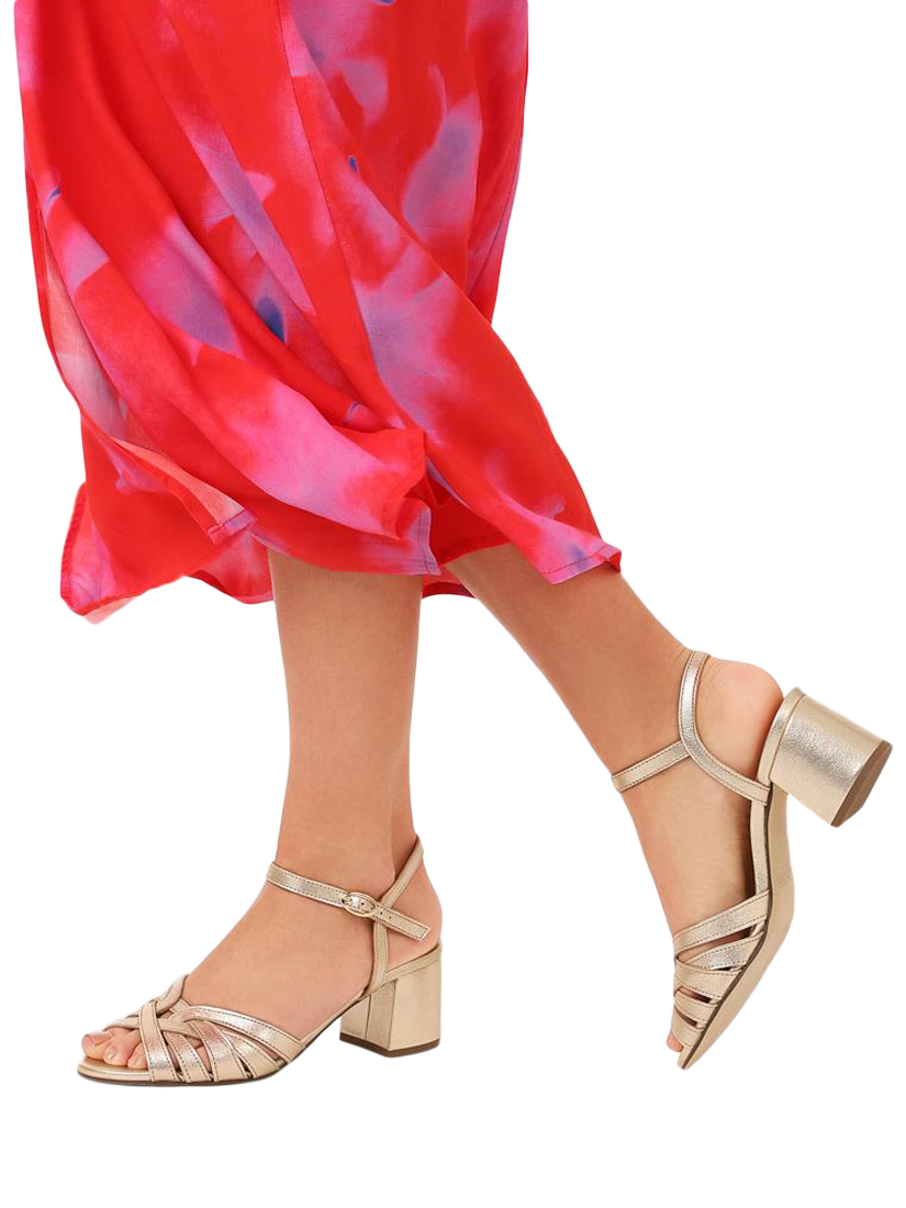 Product image 2 of 6, which shows Jones Bootmaker Gwynn Leather High Heel Shoes, Gold, 3