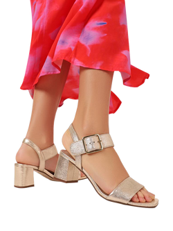 Jones Bootmaker Ginah Leather Heeled Shoes - view 2, Gold