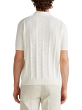Benetton Linen Blend Regular Fit Short Sleeve Polo Shirt, White Cream